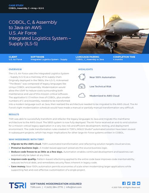 TSRI COBOL to Java for AWS case study