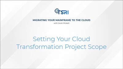 TSRI cloud transformation presentation slide with mainframe migration focus.