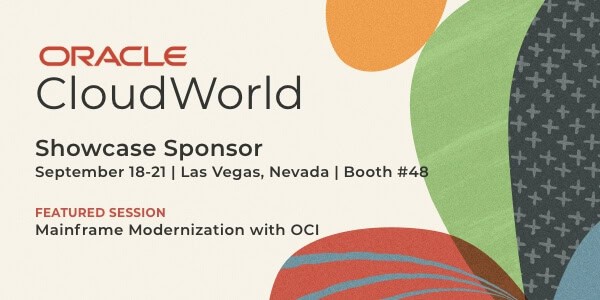 Oracle CloudWorld showcase sponsor banner with event details in Las Vegas, Nevada, booth #48.